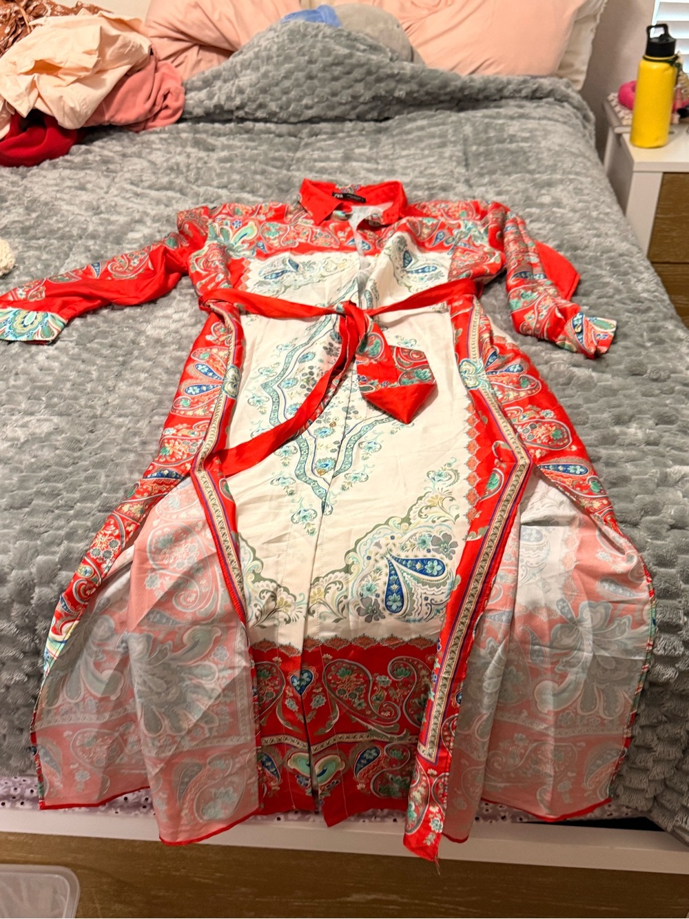 Zara Red and Cream Paisley Midi Dress